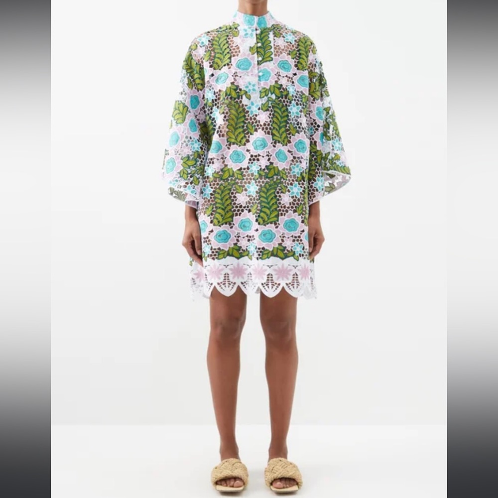 La Vie Style House Floral guipure-lace kaftan, one size, and only worn once!